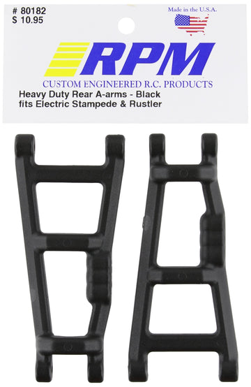 RPM 80182 Rear A-Arms Black E-Monster Jam, Rustler, Stampede Black