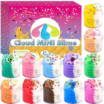 12 Pack Cloud Slime Kit Two-Toned Fidget Toy, Educational Slime Toys, Birthday Gifts Prize Party Favors For Girl Boys Kids 6 7 8