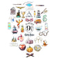 CON*QUEST Harry Potter Watercolor Vinyl Stickers, 60-Pack, Waterproof, UV & Scratch Resistant, White Vinyl, Officially Licensed
