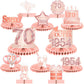 Happy 70Th Birthday Rose Gold Table Honeycomb Centerpieces Balloons Theme Decor Table Decorations Table Toppers For Girls Women Sweet Princess 70 Years Old Pink Birthday Party Bday Supplies Ornament