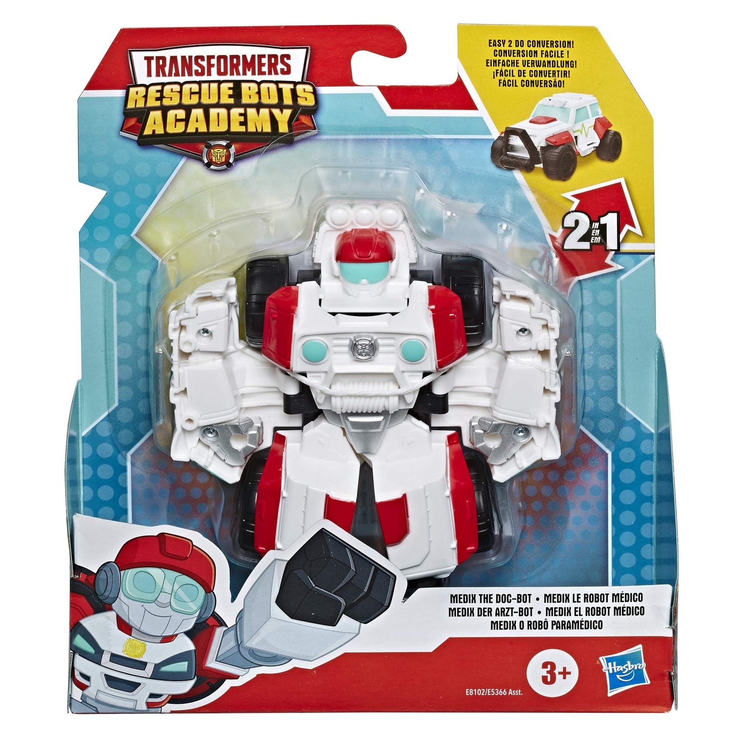 Transformers Playskool Heroes Rescue Bots Academy Medix The Doc-Bot Converting Toy, 4.5' Action Figure, Toys For Kids Ages 3 & Up
