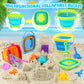 FHOZGECY Beach Toys, 40Pcs Sand Toys with 4 Toy Construction Vehicles, 4 Collapsible Beach Bucket, Sand Castle Building Kit, San