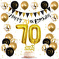 Jobkoo 70Th Birthday Decorations Men, Black Gold 70Th Birthday Party Decoration Women Golden Black 70Th Birthday Balloons 70Th C