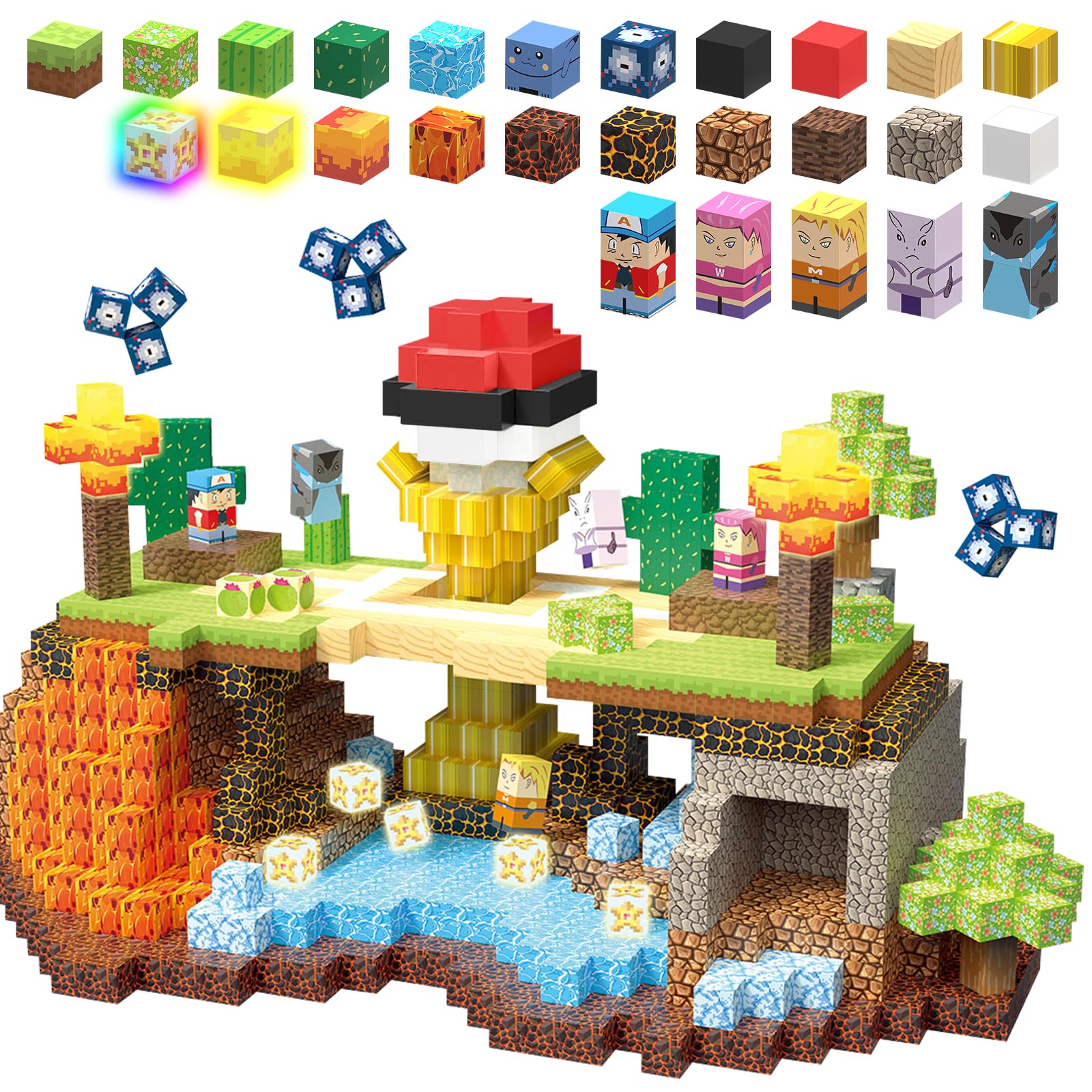 Yungown 200Pcs Magnetic Blocks Building Toys Set, Light Up Build 3D Magnetic Building Blocks For Kids Boys Girls Ages 3+, Magnet