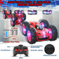 Wupuaait Remote Control Car for Kids, RC Stunt Cars Toys for Boys Ages 4-7 with Cool Double-Sided Pattern and LED Flash, 1:24 Ve