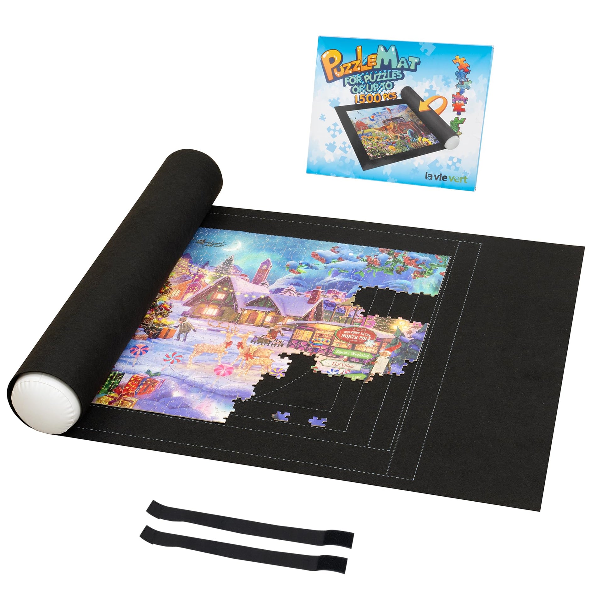 Lavievert 1500 Piece Jigsaw Puzzle Mat Roll Up With Unique Auxiliary Line Design, Portable Puzzle Board For Adults & Kids, Non-Slip Puzzle Keeper Storage Saver For 1500 1000 500 Piece Puzzles