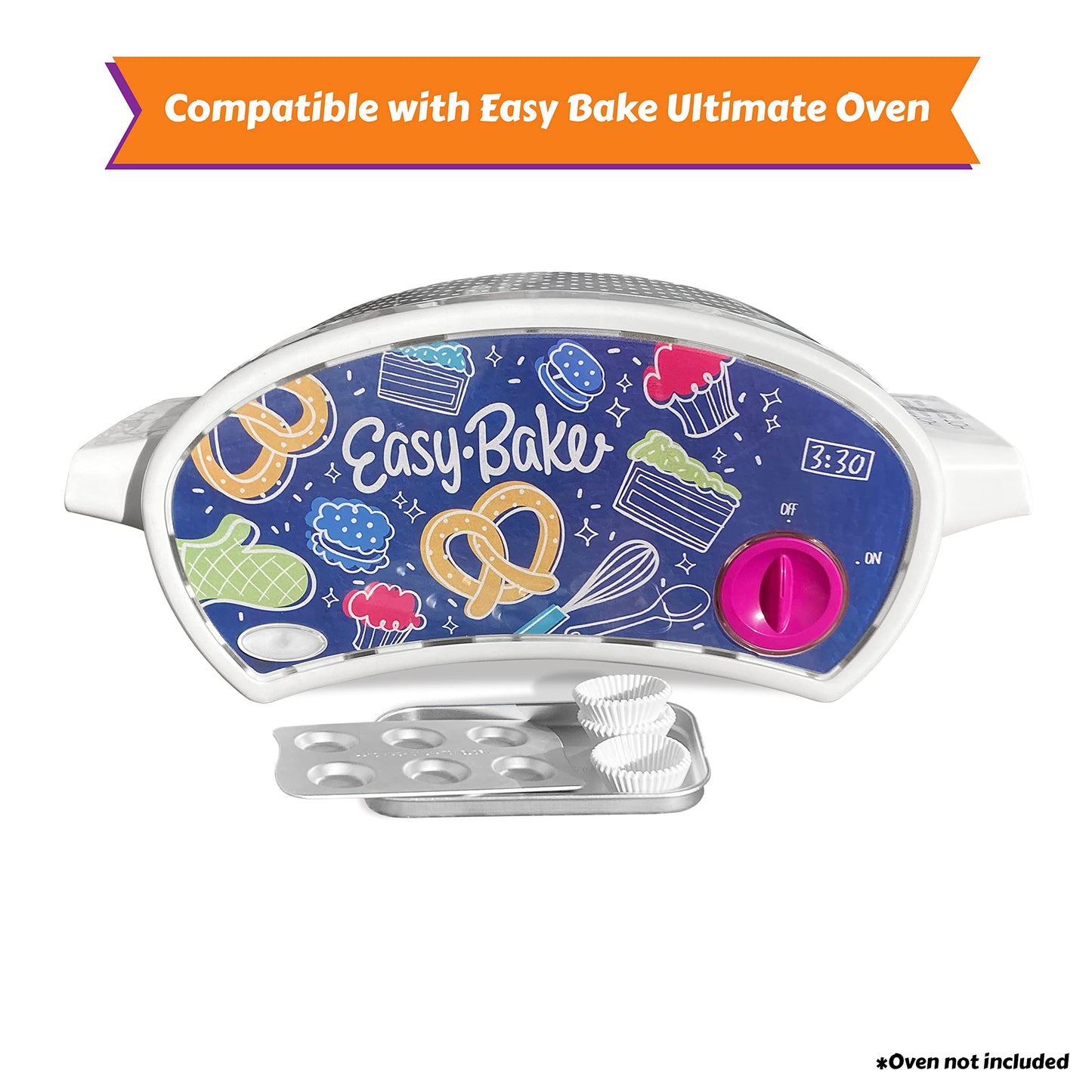 Doll Buddies Kids' Oven Pan Set for Easy Bake Ultimate Oven - Includes Cupcake Pan, Rectangular Bake Pan & 75 Cupcake Liners, Tin Material