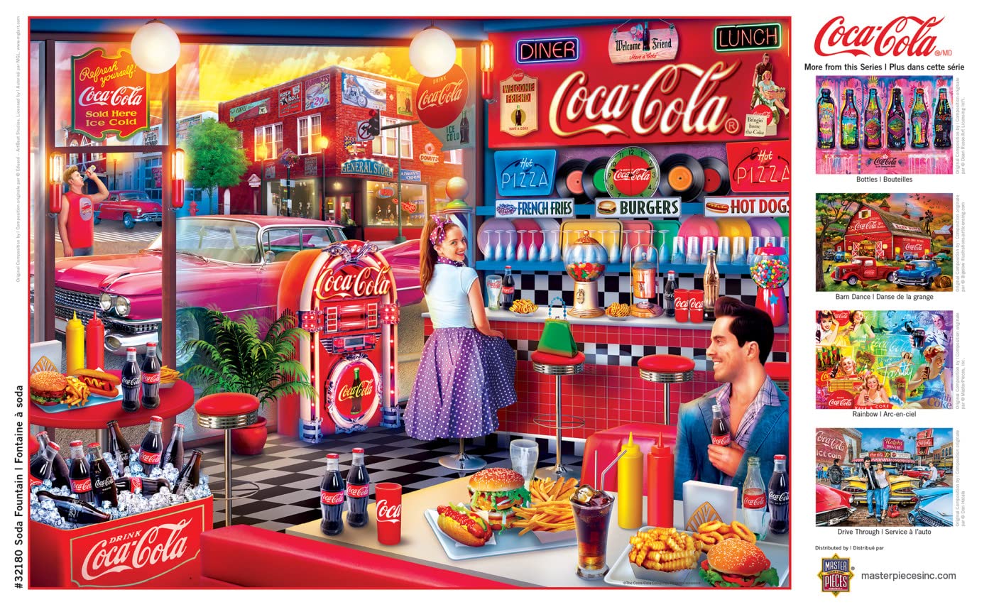 MasterPieces 300 Piece EZ Grip Jigsaw Puzzle - Coca-Cola Soda Fountain, 18"x24", Multi, Cardboard, Model 32180