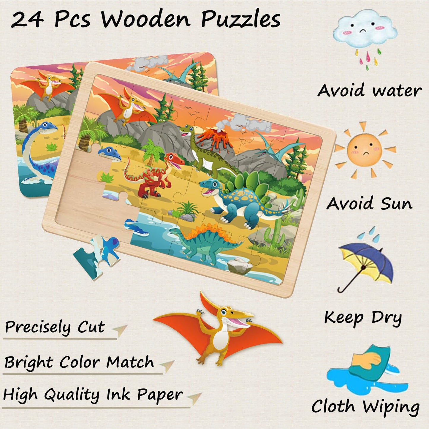 Puzzles For Kids Ages 4-6, 4 Packs 24 Piece Wooden Jigsaw Puzzles For Toddlers 2-4, Preschool Educational Puzzles Boards Toys Gifts For 3 4 5 6 Boys Girls