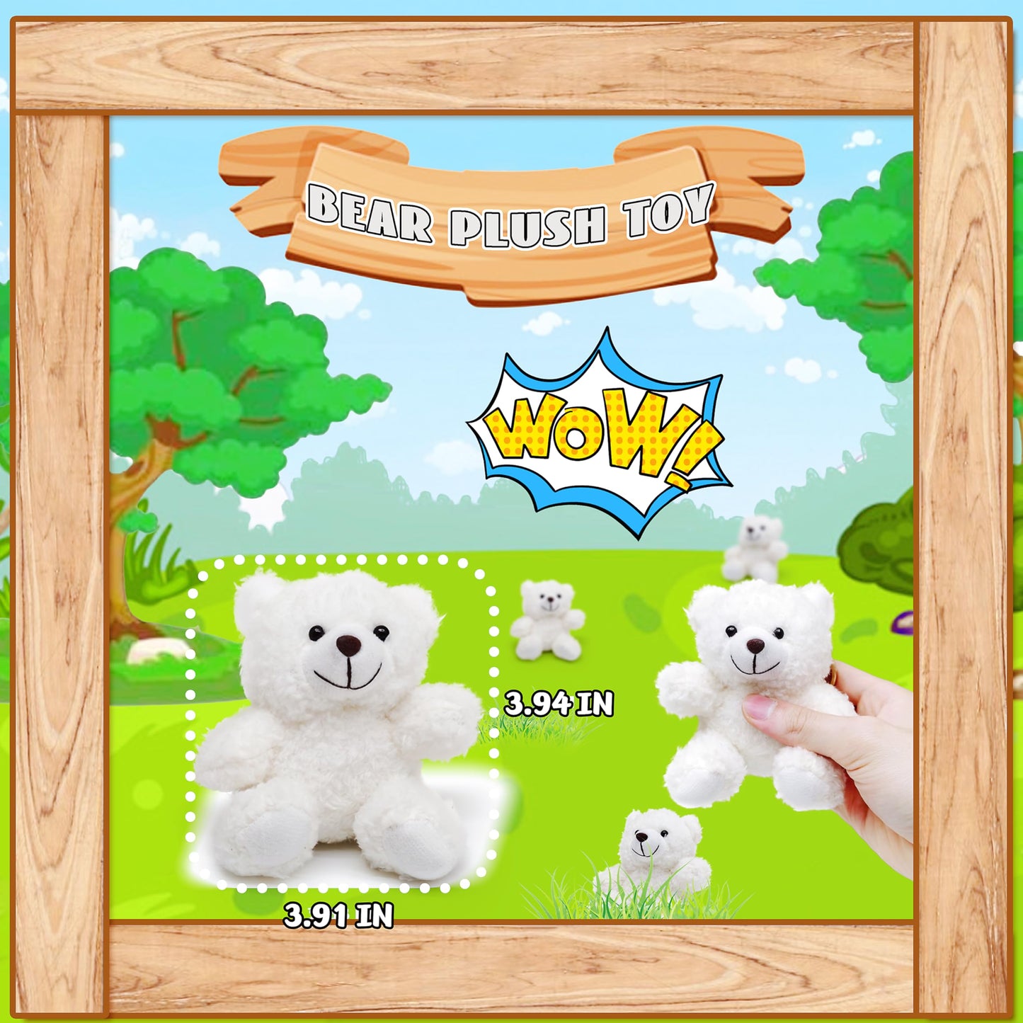 Jiaho White Teddy Bear Stuffed Animals For Girls, Boys & Toddlers, Kawaii Bear Plushies, Small Polar Bear Plush Toys, Soft Plush