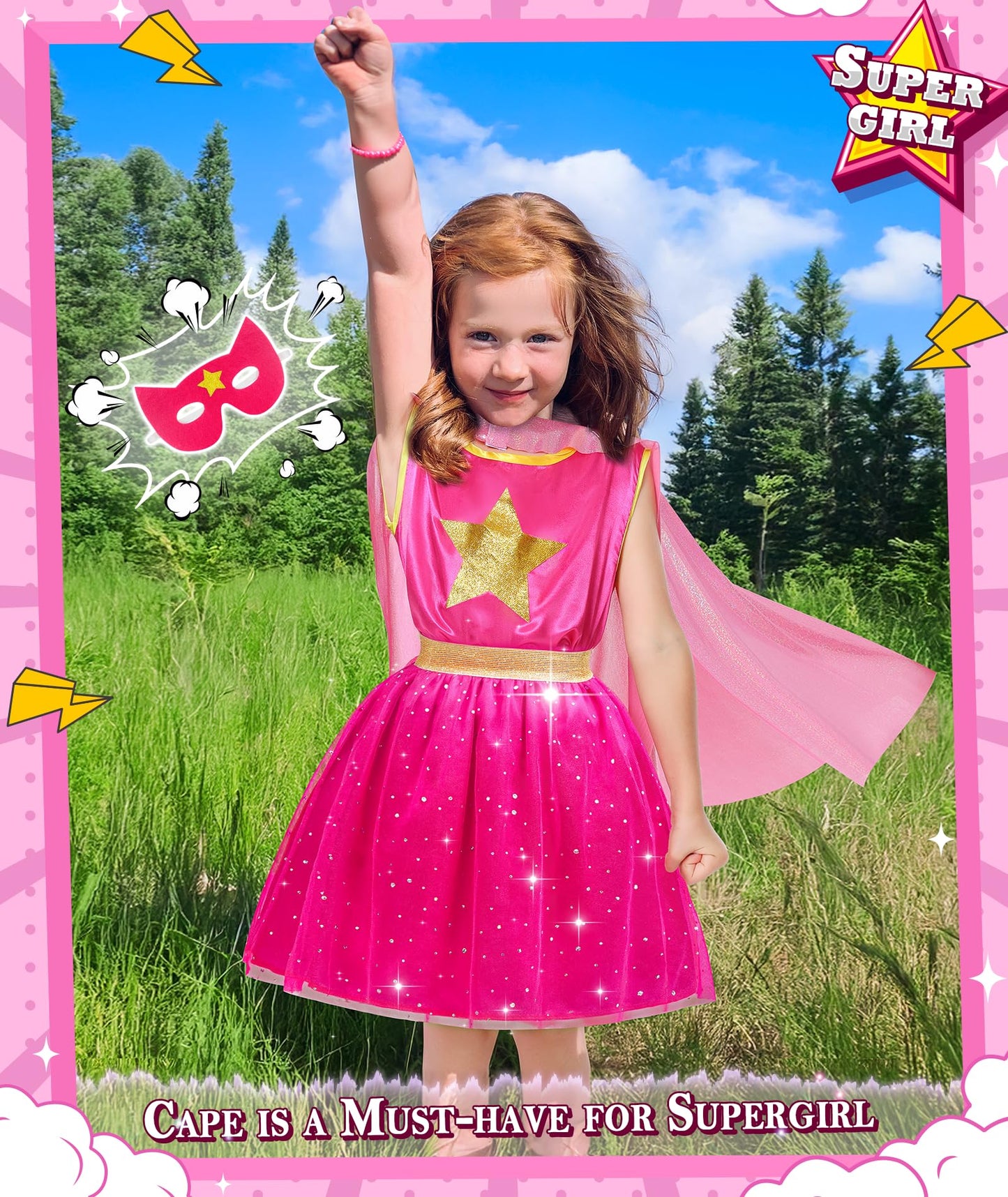 Jeowoqao Princess Dresses For Girls, Princess Dress Up Clothes Little Girls Princess Costumes With Capes Toys Christmas Birthday Gift For Toddler Girl Age 3 4 5 6