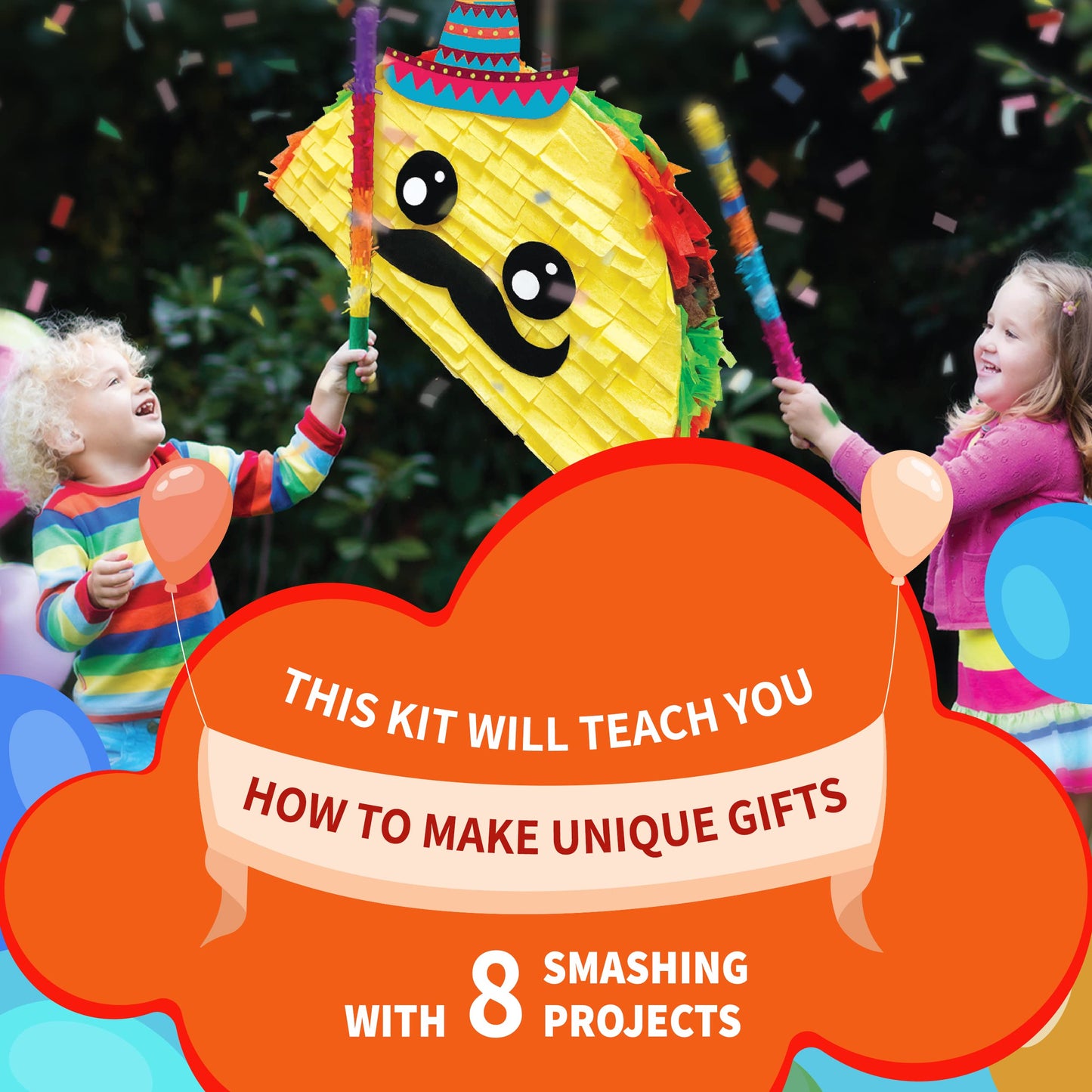 Spicebox Make Your Own Diy Pinata Kit For Birthday Party, Arts And Crafts For Kids, Children’S Creative Activity Gifts, Make And Play Pinata Fest, 8 Smashing Projects