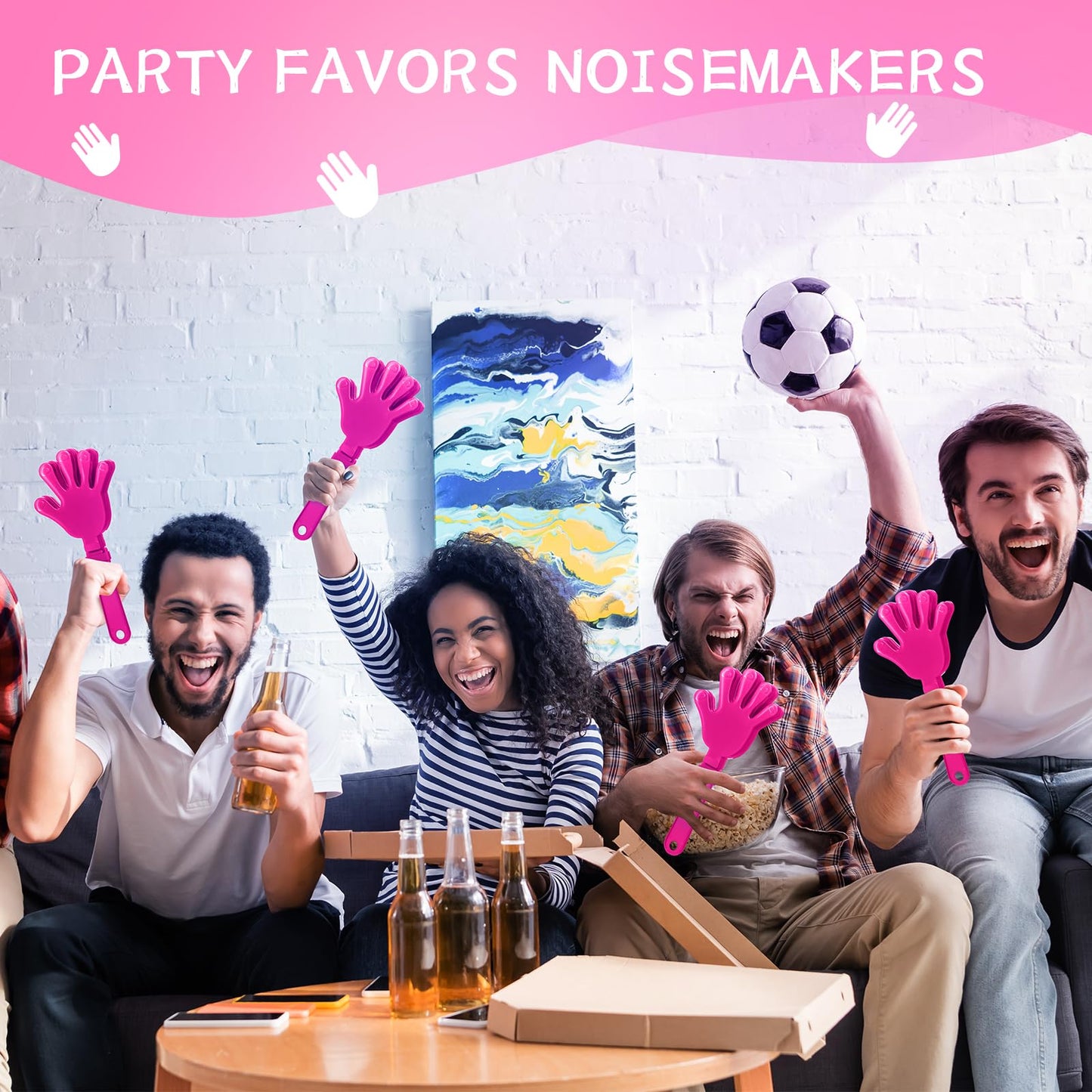 Zcysrlqin 12 Pcs Hot Pink Hand Clappers 7.5 Inch Clappers Noisemakers Noise Makers Party Favors Plastic Party Clapper For Sporti