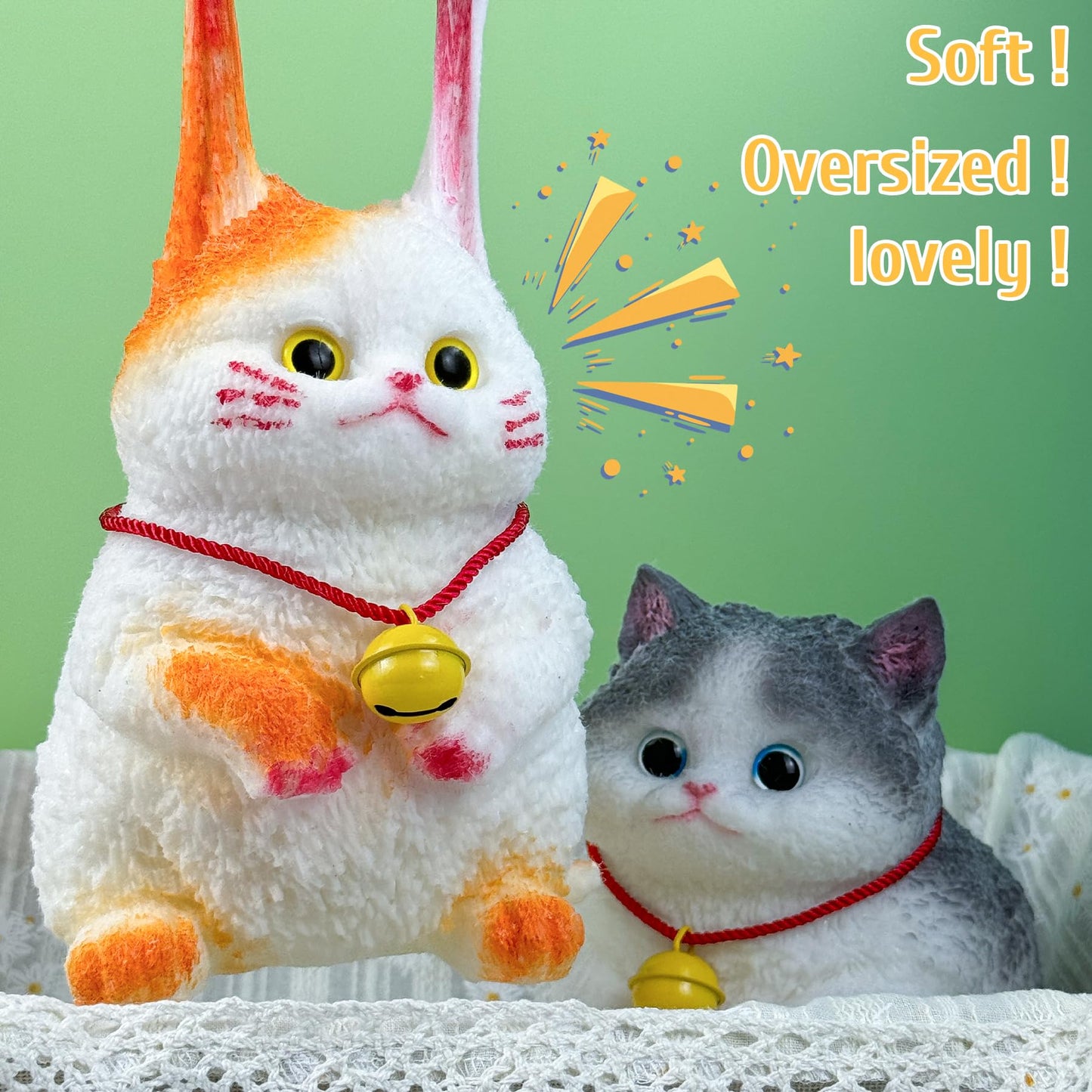 Xpqkdc Taba Stress Cat Toys - Big Stress Relief Toys, Handmade Super Soft Tpr Cat, Large Cat Squeeze Toys For Kids & Adults, Squ