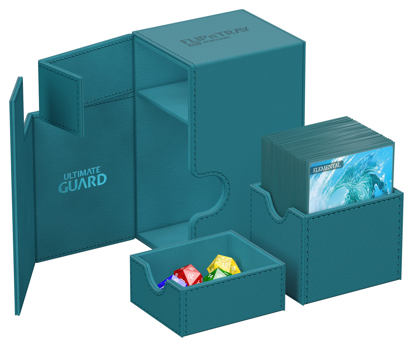 Ultimate Guard Flip'N'Tray 80+, Deck Case For 80 Double-Sleeved Tcg Cards + Dice Tray, Petrol, Independent Magnetic Closure & Microfiber Inner Lining
