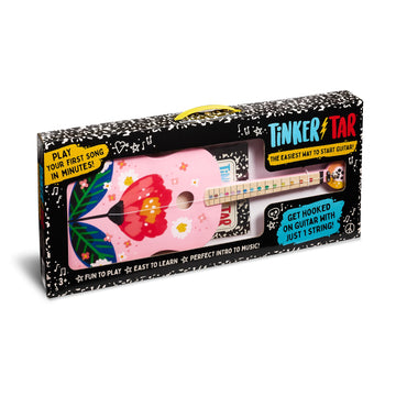 Tinkertar - Pink Floral Acoustic Guitar - The Easiest Way To Start And Learn Guitar - 1 Stringed Toy Instrument For Kids Perfect