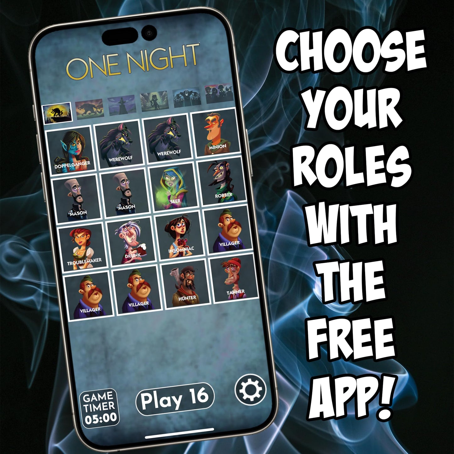 Bezier Games One Night Ultimate Werewolf Party Game - Fast-Paced Social Deduction, Cardboard, Black, Model BEZ00007