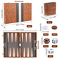 Buweeo Backgammon Set, 15 Inch Portable Board Game With Pu Leather Case For Adults, Brown Backgammon Travel Set