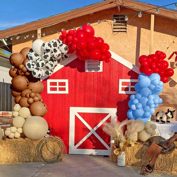158 Pcs Red Blue Cow Balloons Arch Garland Kit Cow Party Decorations For Baby Shower Birthday Farm Western Theme Party Supplies Decorations