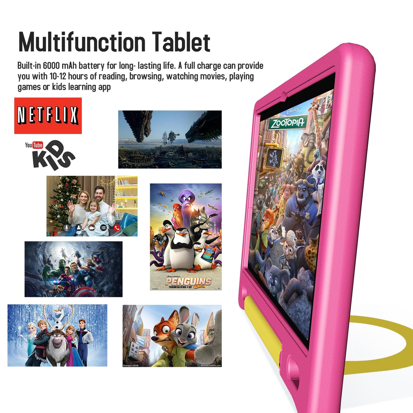 Kids Tablet With Strap, Android 14 Tablet For Kids 10 Inch , Toddler Tablet Octa-Core 64Gb 1Tb Expandable, Children'S Tablet Wit