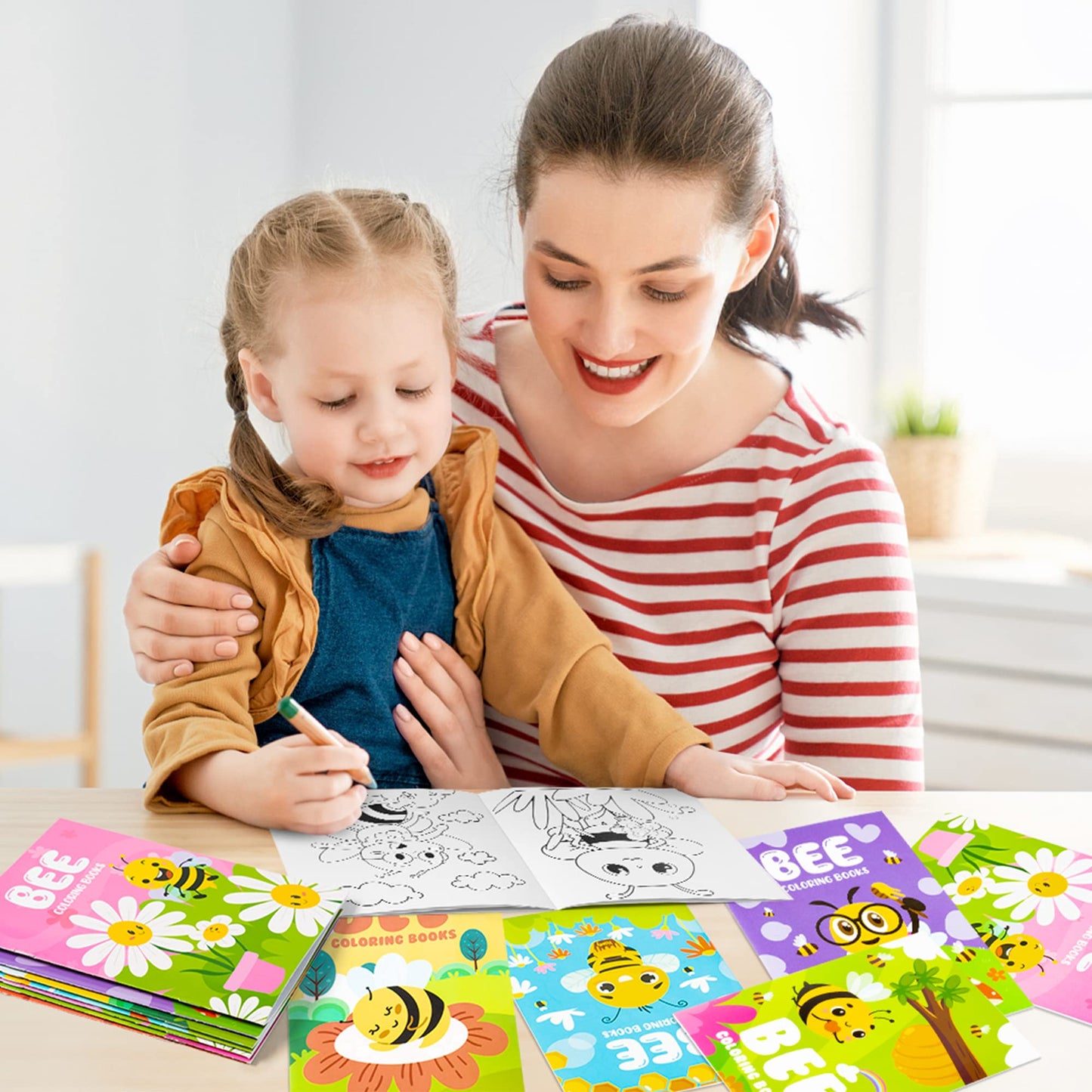 DGjianfei Coloring Book Party Favors - 24PCS Bee Mini Coloring Book Bulk Kids Party Favors DIY Art Drawing Book Honeycomb Flower