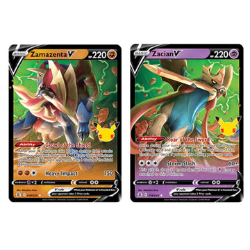 Pok?mon 25th Anniversary Celebrations Zacian V + Zamazenta V + 2 Surprise Cards!
