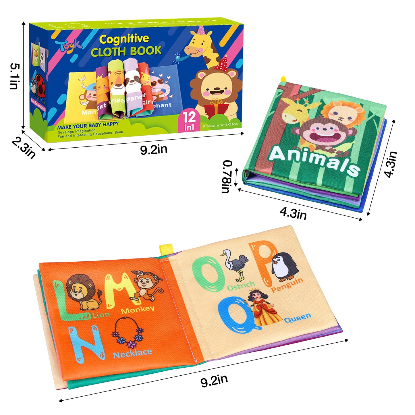 Baby Bath Books, Fabric Soft Baby Cloth Books, Early Education Toys, Waterproof Baby Books For Toddler, Newborn, Infants Perfect Shower Toys, Kids Bath Toys Baby Gift (12Pcs)