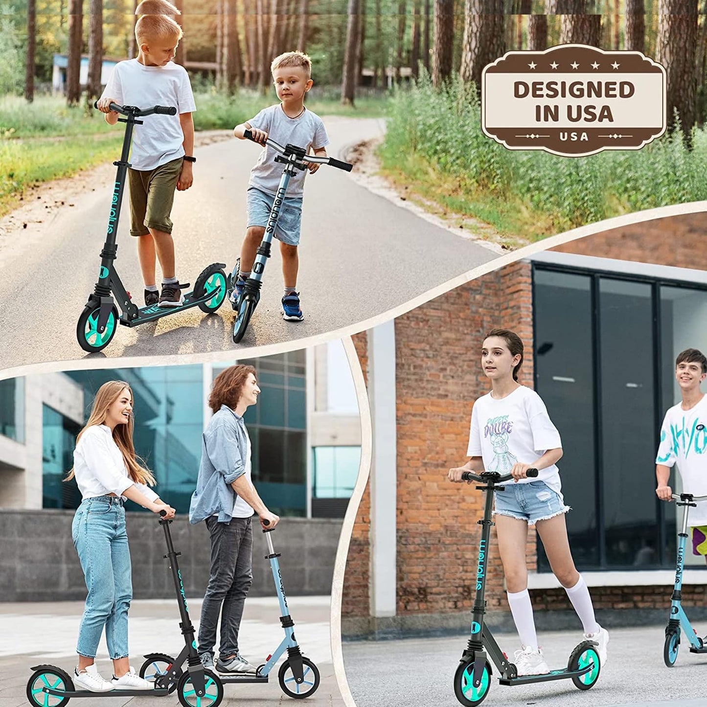 WAYPLUS Aquas Kick Scooter - Foldable, Lightweight, 8-Inch Non-Slip Deck, ABEC9 Bearings, Adjustable Height