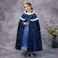 Purfeel 2024 Girls Fleece Warm Hooded Cape Kids Princess Cape For Elsa 7-10Years