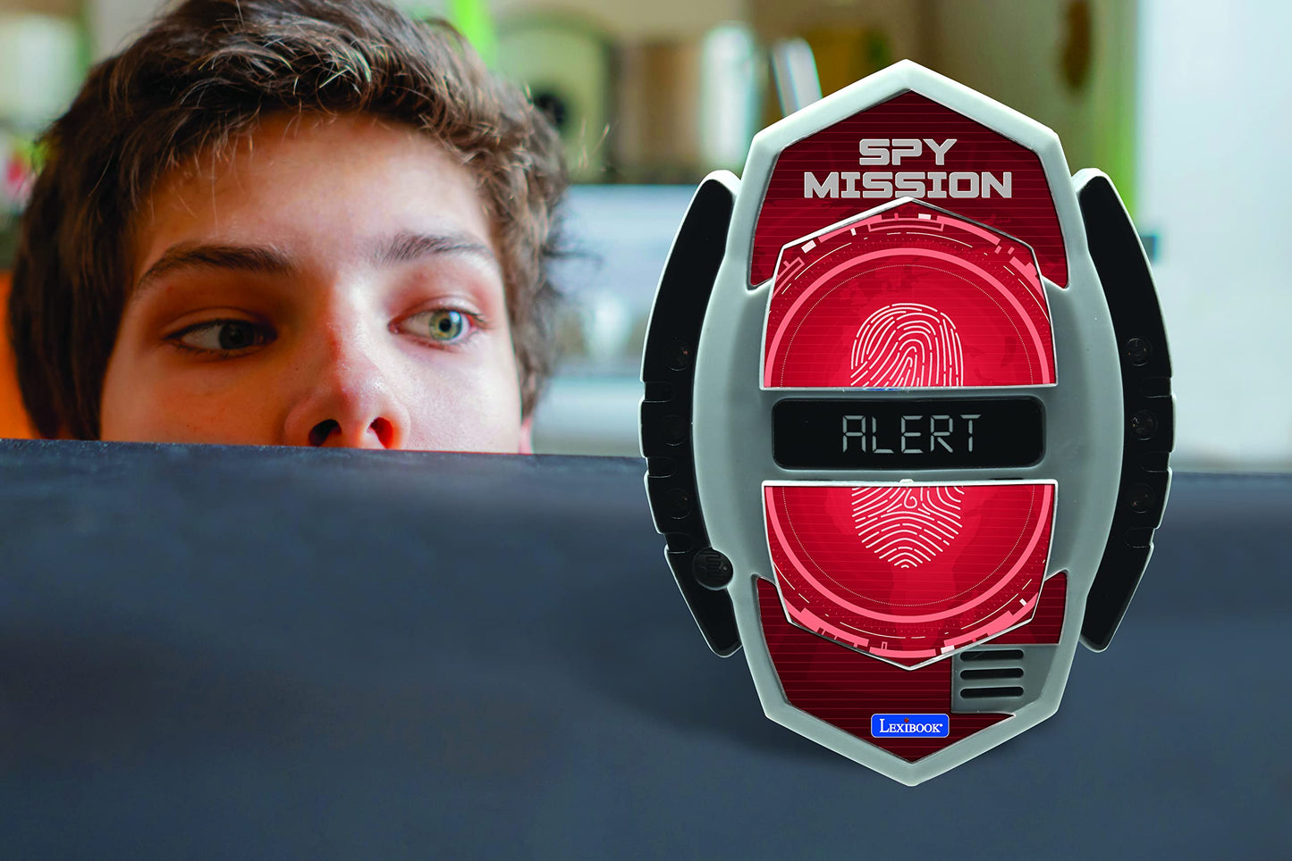 Lexibook - Spy Mission, Spy Motion Detector With Alarm, Light Effects, Detection Up To 30 Centimeters, Black/Red, Rpspy05