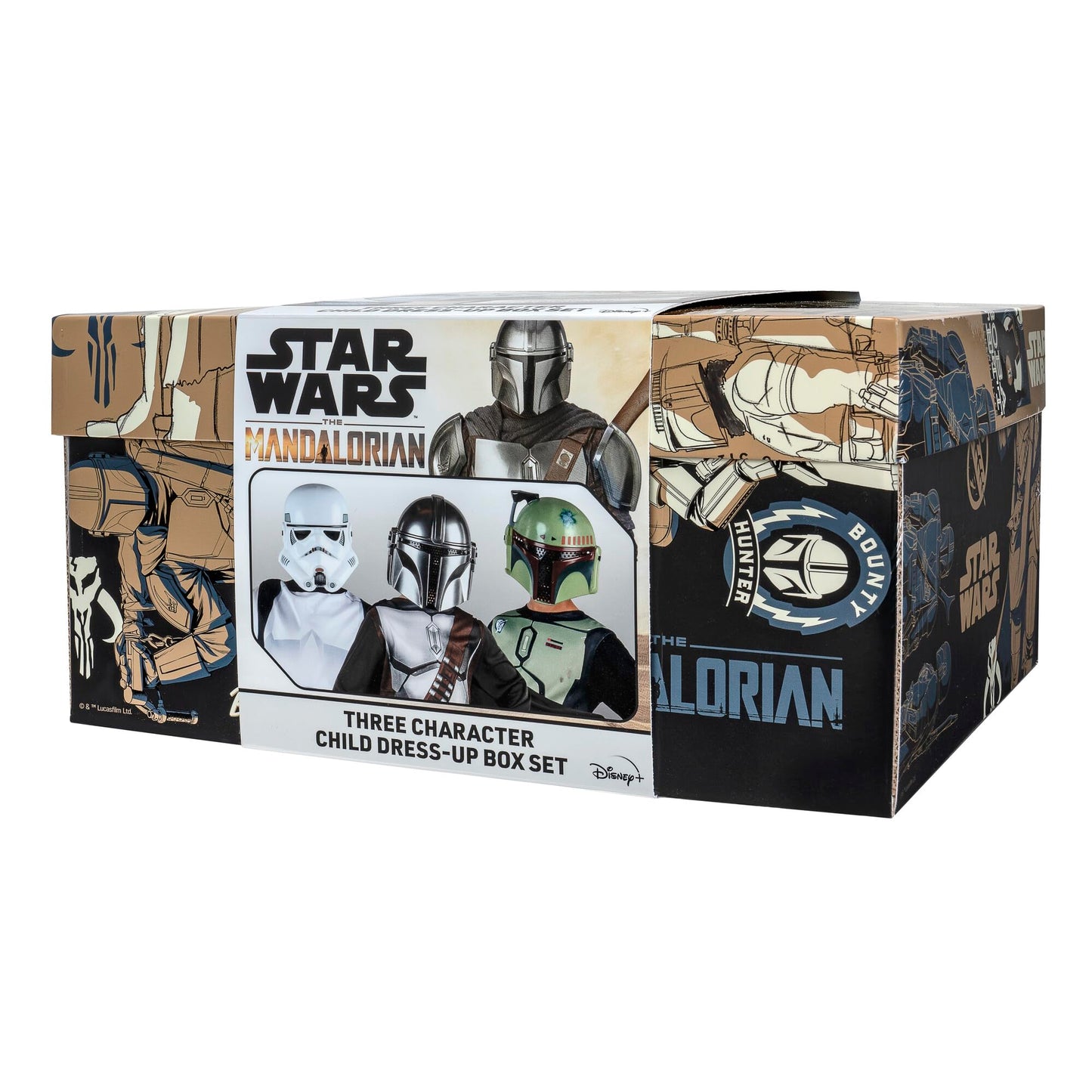 Star Wars The Mandalorian Official Youth Dress-Up Box - Tops, Gloves And Masks Of The Mandalorian, Boba Fett And Stormtrooper Multi