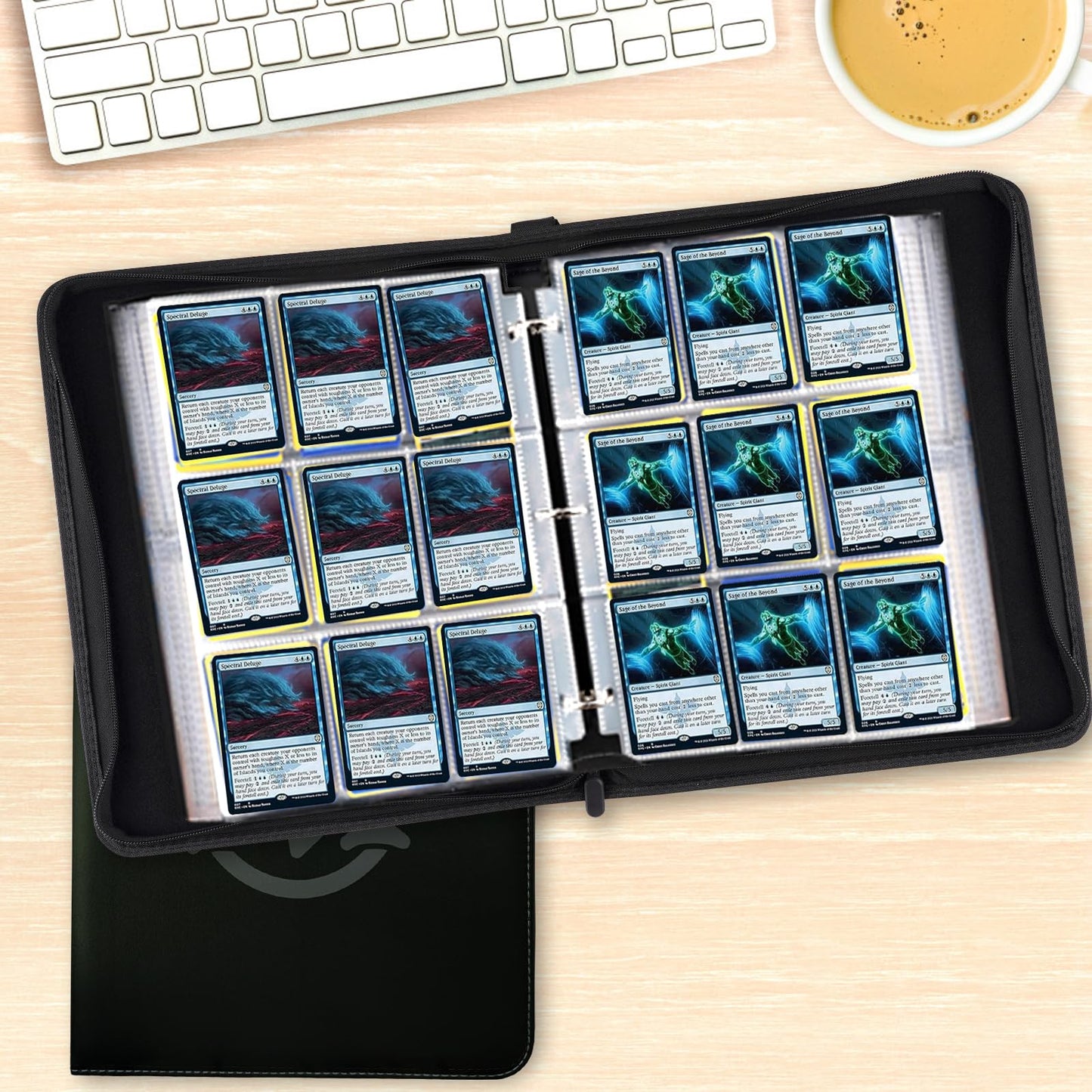 MTGPRO Trading Card Binder 9-Pocket enhanced Collector Card Binder Holds 720 Cards Standard Cards Collection Album Folder for MTG TCG Yugioh(Black 2)