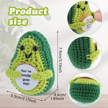 Grevosea Funny Positive Avocado, 3 Inch Mini Positive Avocado Crochet Cute Wool Funny Knitted Positive Avocado Doll Gifts For New Year Birthday Gifts Friends Party Decoration Encouragement