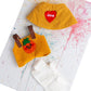 17 cm Doll Clothes  3-Piece Set Stylish Clothes for 17cm Doll  enhanced Outfit with Accessories for Doll - Red Heart Yellow Hat & Polo Shirts & Pumpkin Romper (NO Doll)