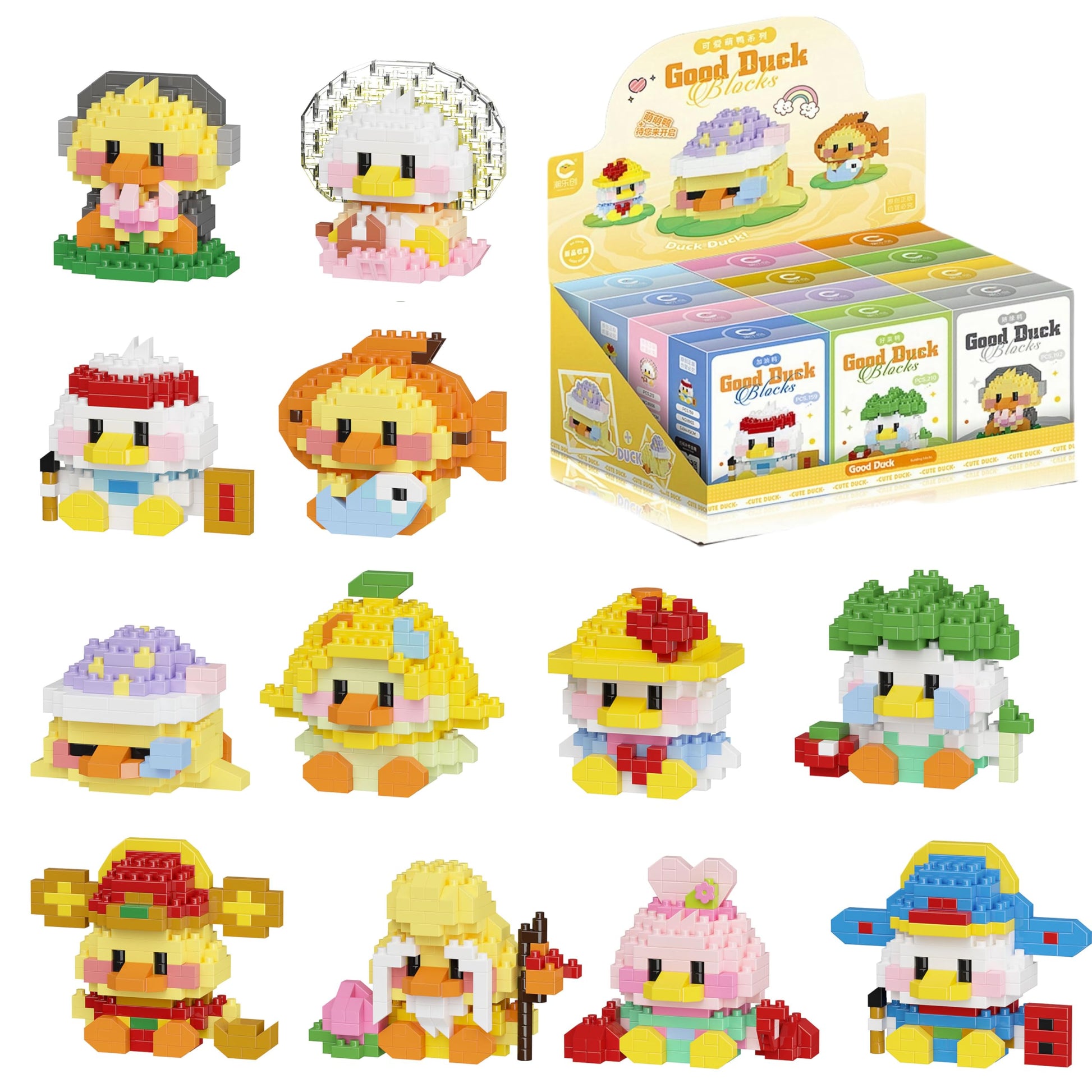 Timchess Micro Building Blocks Sets, 12 In 1 Cute Duck Series For Kids Birthday Party Favors, Mini Building Blocks, Micro Buildi