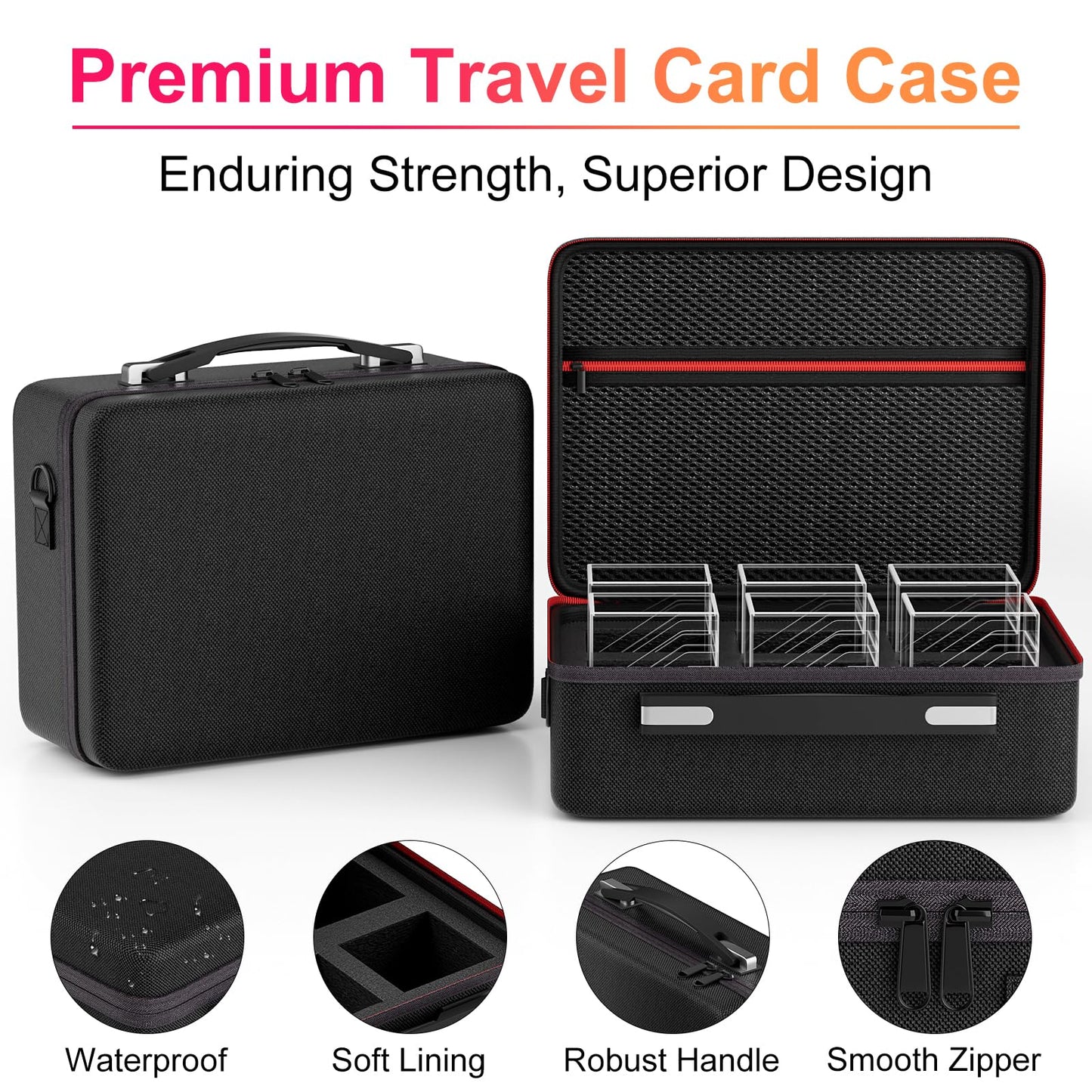 Card Deck Box With Portable Case, 6 Pack Clear Card Deck Box Holds 600+ Double Sleeved Cards, Commander Deck Box With 6 Dividers