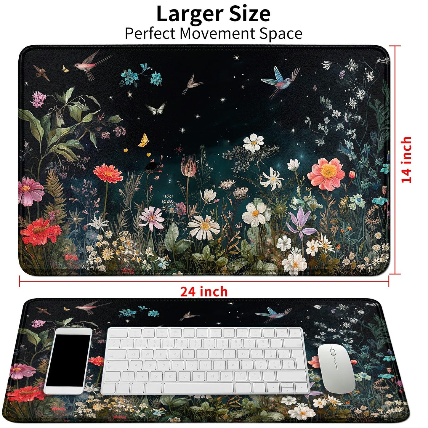 DIGTIALL Card Mat for MTG & TCG Playmat Mouse Pad 24 x 14 Game Mat for MTG RPG CCG Trading Card Game Playmats Table Mat Perfect for Card Games Video Games Computer Office Flowers Grass and Birds