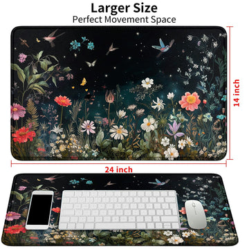 DIGTIALL Card Mat for MTG & TCG Playmat Mouse Pad 24 x 14 Game Mat for MTG RPG CCG Trading Card Game Playmats Table Mat Perfect for Card Games Video Games Computer Office Flowers Grass and Birds