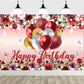YinQin Red Flower Happy Birthday Backdrop 180x120 cm Floral Photography Background for Girls and Women