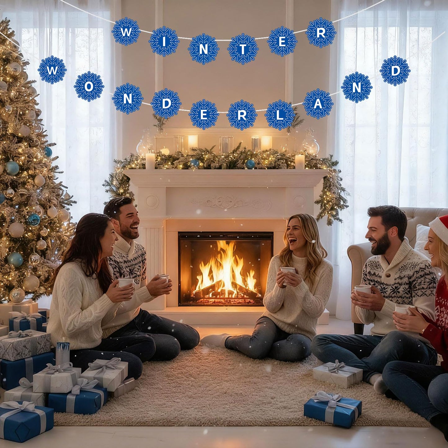 Kosiz 116 Pcs DIY Letter Custom Banner Customizable Banner Kit Winter Snowflake Letter Garland Including 111 Letters Numbers 3 R