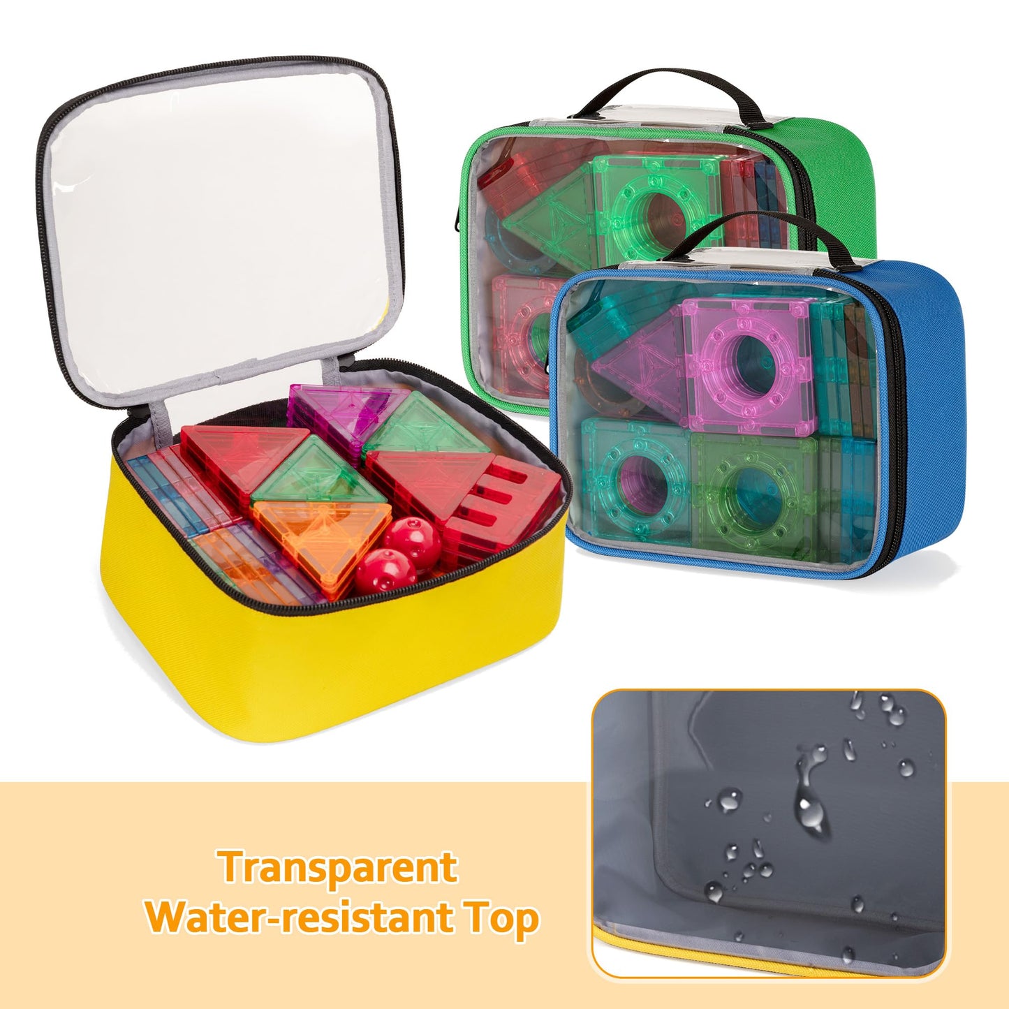 Rexmica 4 Pack Toy Storage Bag For Magnetic Building Tiles, Multifunction Toy Storage Organizer Bag, Magnetic Blocks Tiles Trave