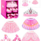 Jeowoqao Dress Up Shoes Princess Dresses For Girls, Little Girls Princess Dress Up Clothes Set 1Pc Tutu Skirt With 3Ps Skirt Vei
