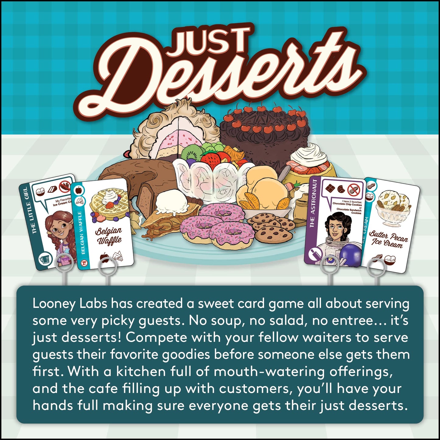 Looney Labs Just Desserts Card Game - Flavorful Expansion, Small, Multicolor, Cardstock, Model LON00065