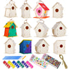 12 Pack Large DIY Bird Houses Kits for Kids, Kids Craft Kits Wood Houses for DIY Crafts Class Party, 12 Birdhouse Kits with 12 P