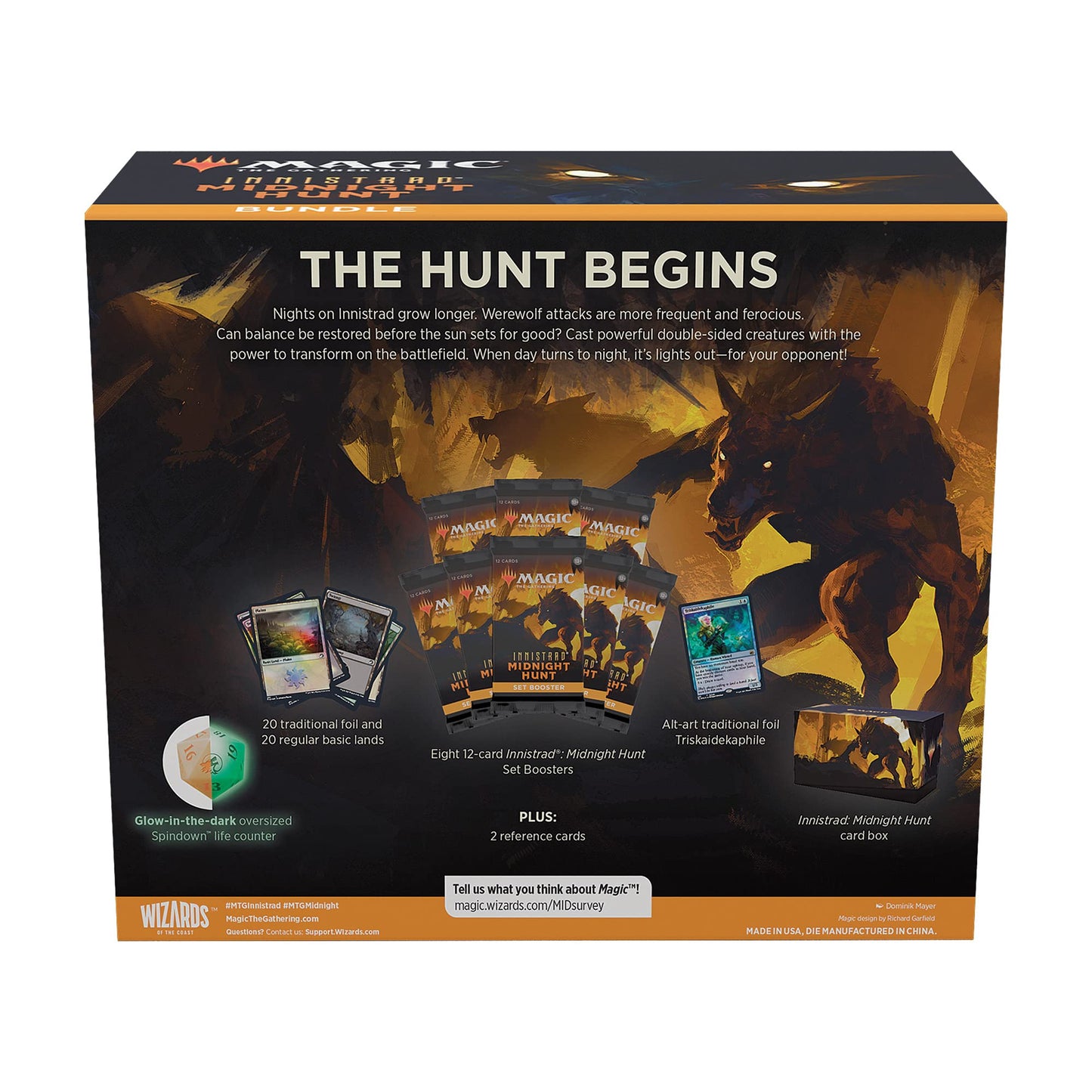 Magic: The Gathering Innistrad Midnight Hunt Bundle - 8 Set Boosters, Accessories, Multicolor, Model C89510000