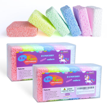Silly Foam, Creative Modeling Foam Beads, 2-Pack Neon Pastel Colors, Perfect For Preschool And Kids, Arts, Crafts, Sensory Play,