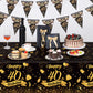 NatNarr 3 Pack 40th Birthday Tablecloth, Plastic Black Gold Table Cloths 40th Birthday Table Cover, Disposable Rectangle Table C