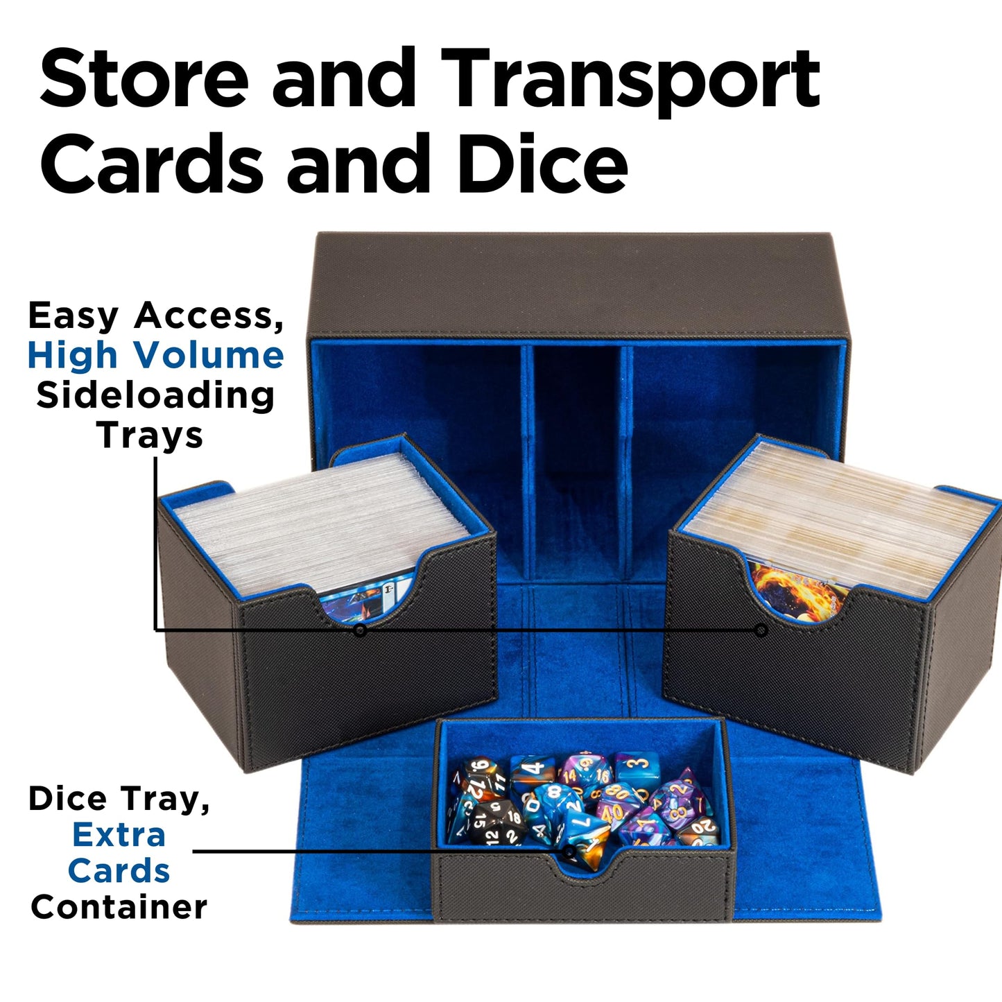 Infinity Vault enhanced Commander Deck Box - MTG Deck Box for 200+ Double Sleeved Cards - Dual Sideloading Case with Dice Tray - TCG  Lorcana  Magic the Gathering Card Box