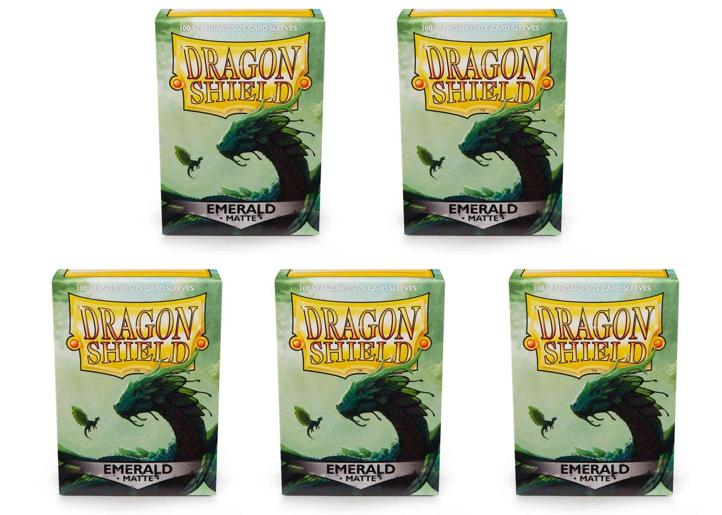 5 Packs Dragon Shield Matte Emerald Standard Size 100 Ct Card Sleeves Value Bundle!