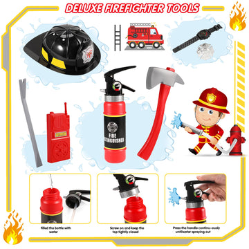 Giftinbox Firefighter Costume For Boys,Fireman Costume For Boys With Accessories Toddler Halloween Costumes For Kids 3-12…